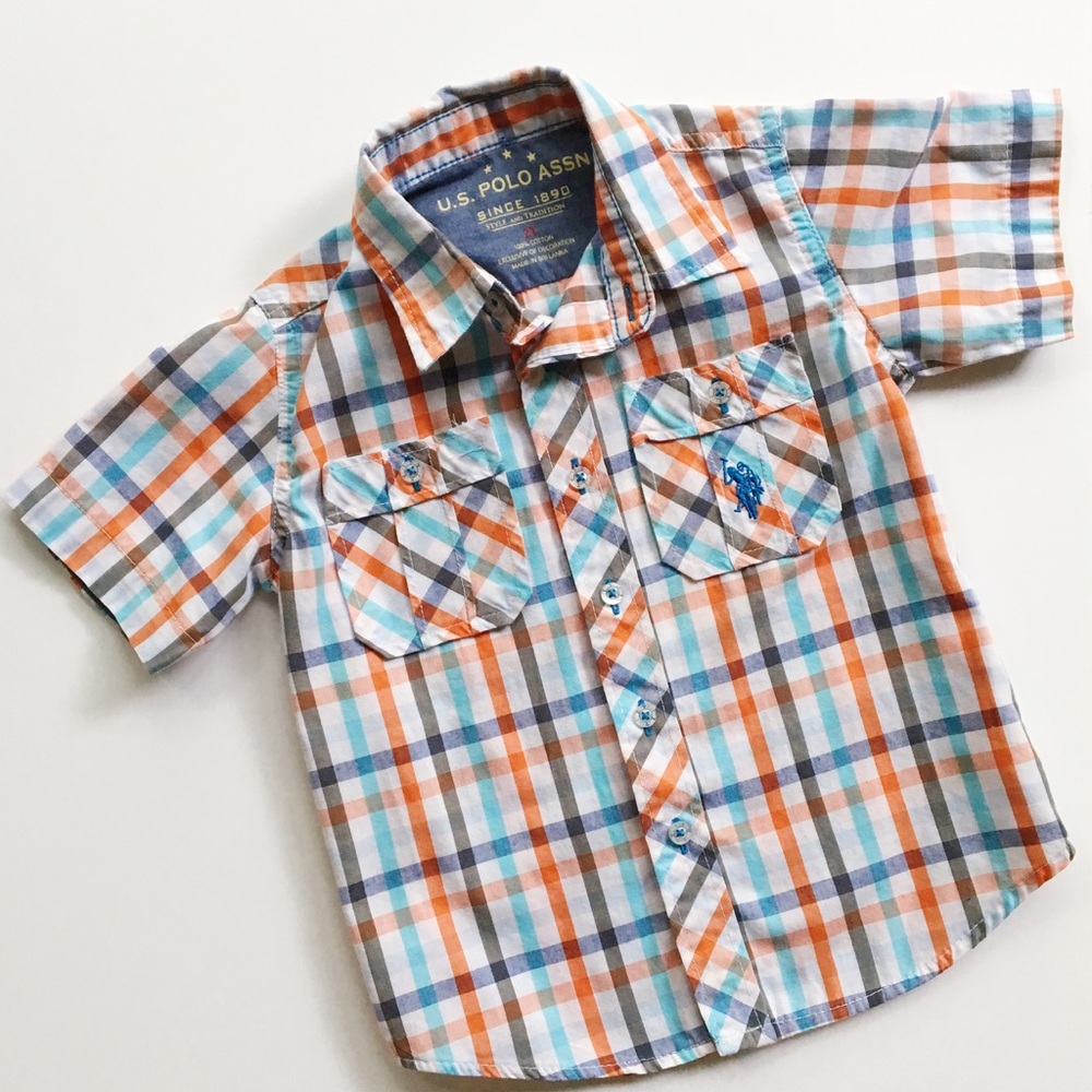 Boys US Polo Assn Plaid Button Down Shirt (2T)